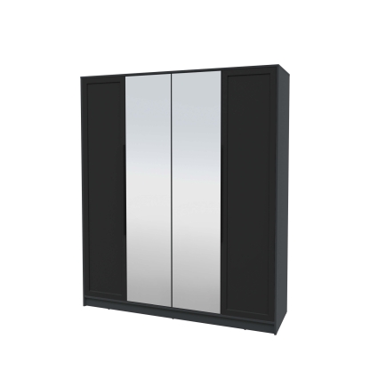 Шкаф распашной Тренд КТ-Ш4 (з) (Антрацит ЛДСП/ Черный ЛМДФ) Ш1800 В2128 Г547